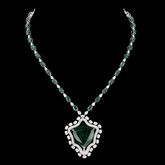 18K White Gold Diamond Necklace - 11.798ct VS-SI-GH with Colour Stones