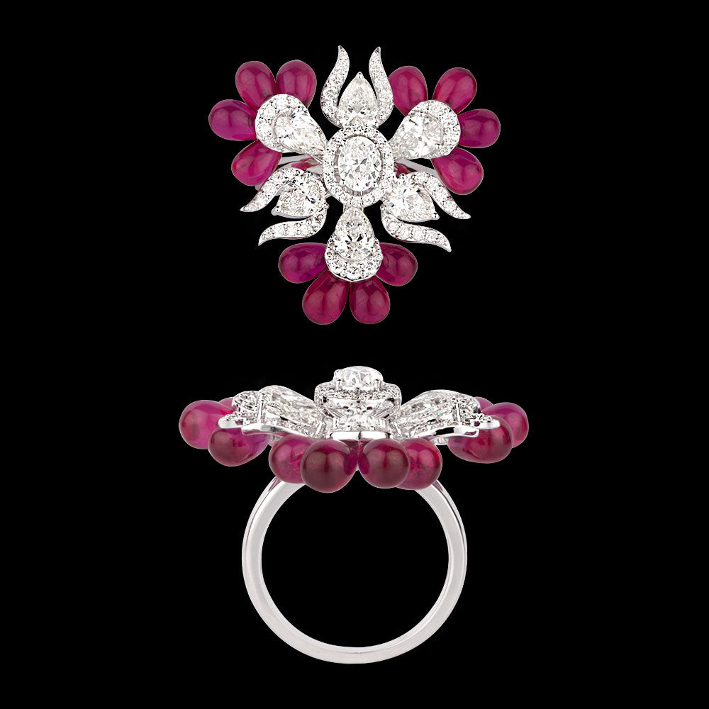 18K White Gold Diamond Ring - 3.604ct VS-SI-GHI with Colour Stones