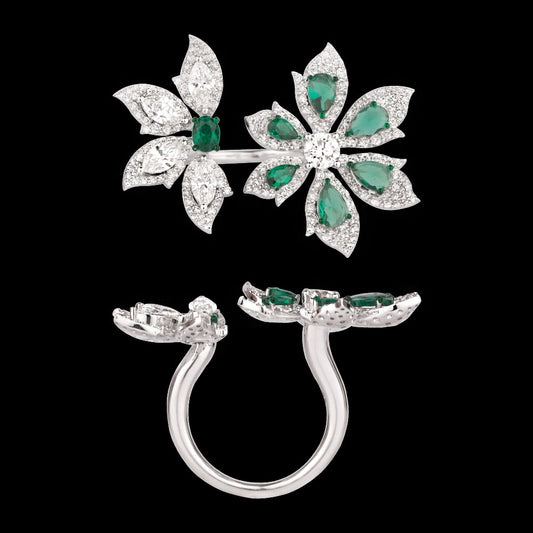 18K White Gold Diamond Ring - 2.784ct VVS-VS-GH with Colour Stones
