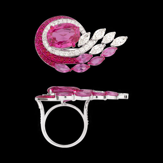 18K White Gold Diamond Ring - 2.34ct VS-SI-IJ with Colour Stones