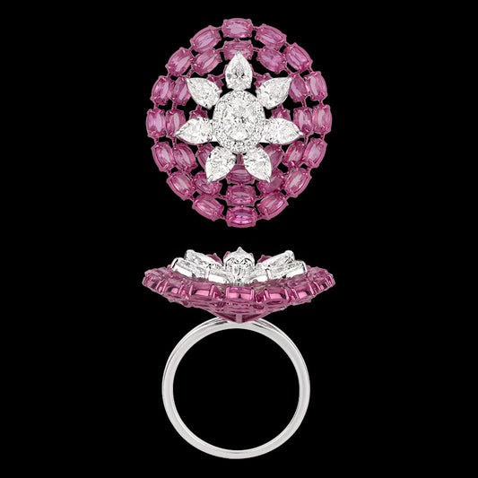 18K White Gold Diamond Ring - 2.186ct VVS-VS-GH with Colour Stones
