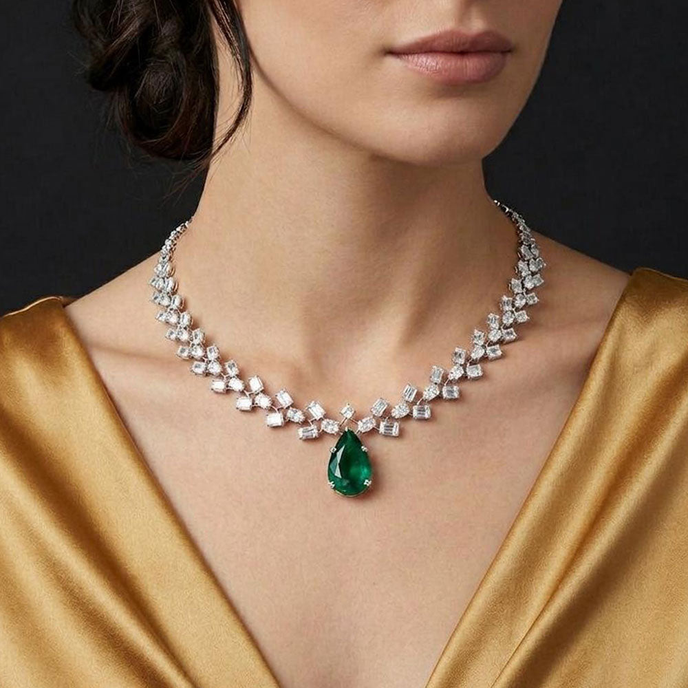 18K White Gold Diamond Necklace - 21.474ct VVS-VS-HI with Colour Stones