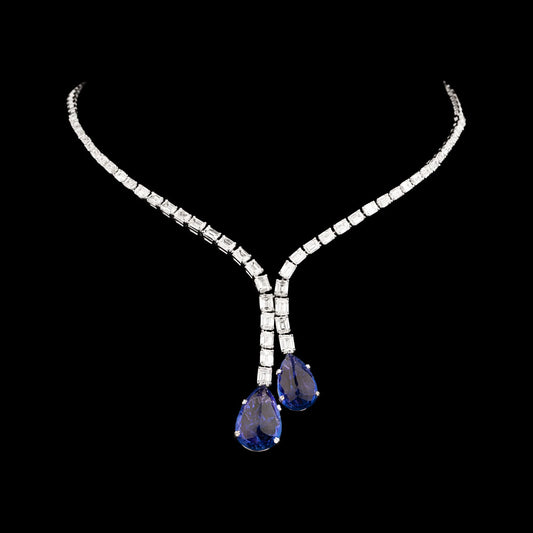 18K White Gold Diamond Necklace - 19.58ct VVS-VS-HI