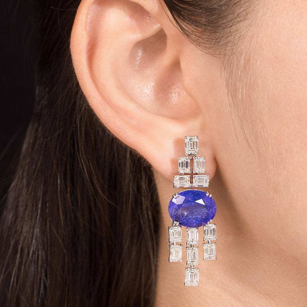18K White Gold Diamond Jewellery - 8.85ct VVS-VS-HI with Colour Stones
