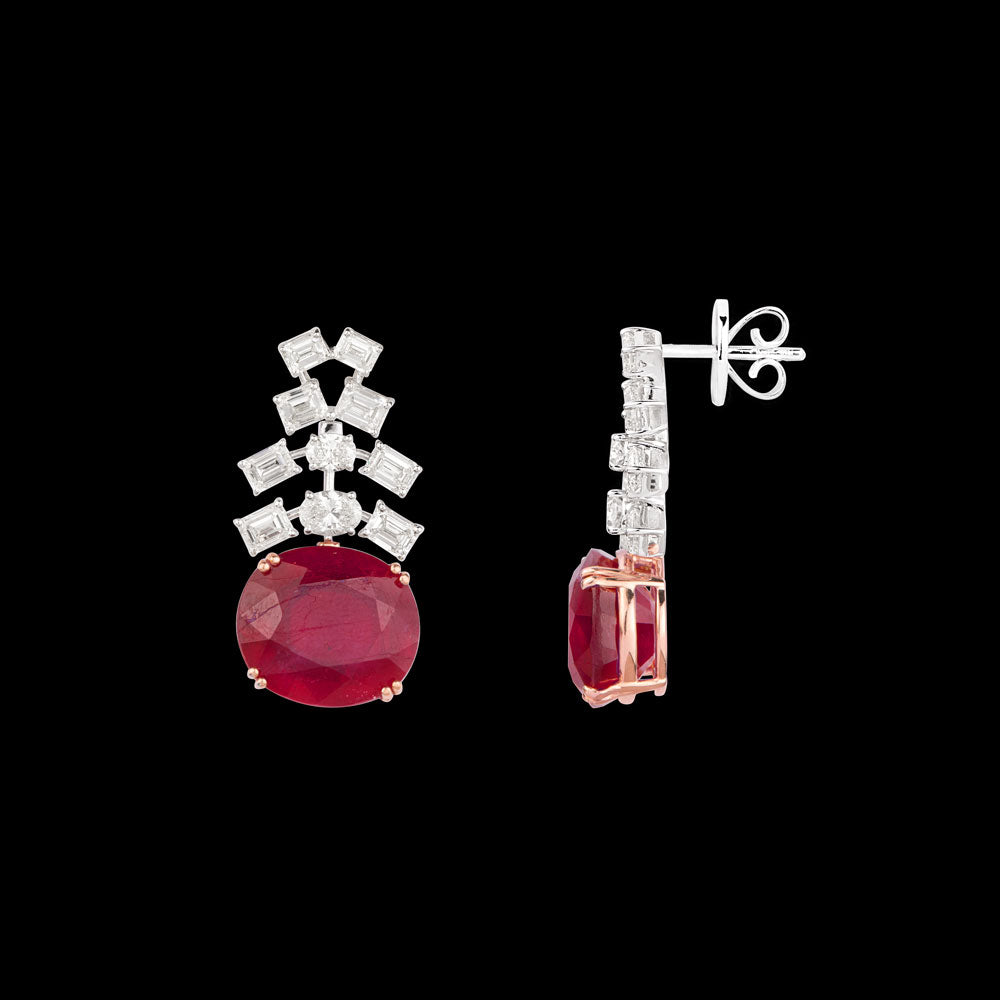 18K White Gold Diamond Jewellery - 5.81ct VVS-VS-HI with Colour Stones