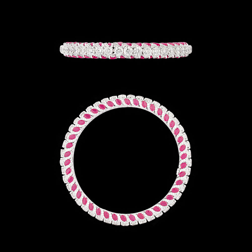 18K White Gold Diamond Bangle - 16.835ct VVS-VS-HI with Colour Stones