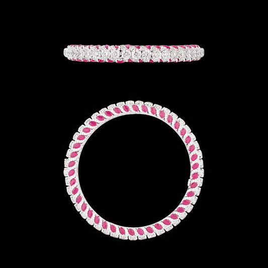 18K White Gold Diamond Bangle - 16.835ct VVS-VS-HI with Colour Stones