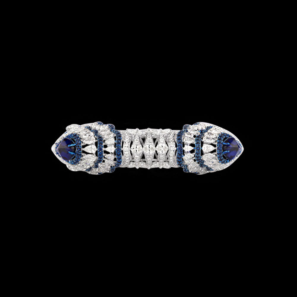 14K White Gold Diamond Bangle - 23.664ct VVS-VS-JK with Colour Stones