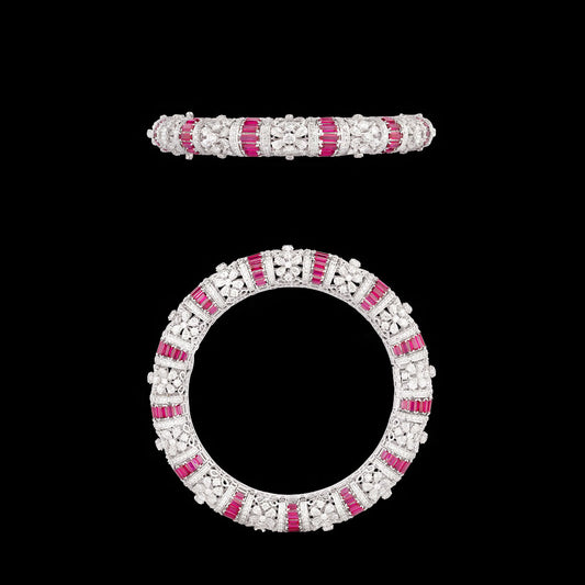 18K White Gold Diamond Bangle - 15.952ct VVS-VS-FG with Colour Stones