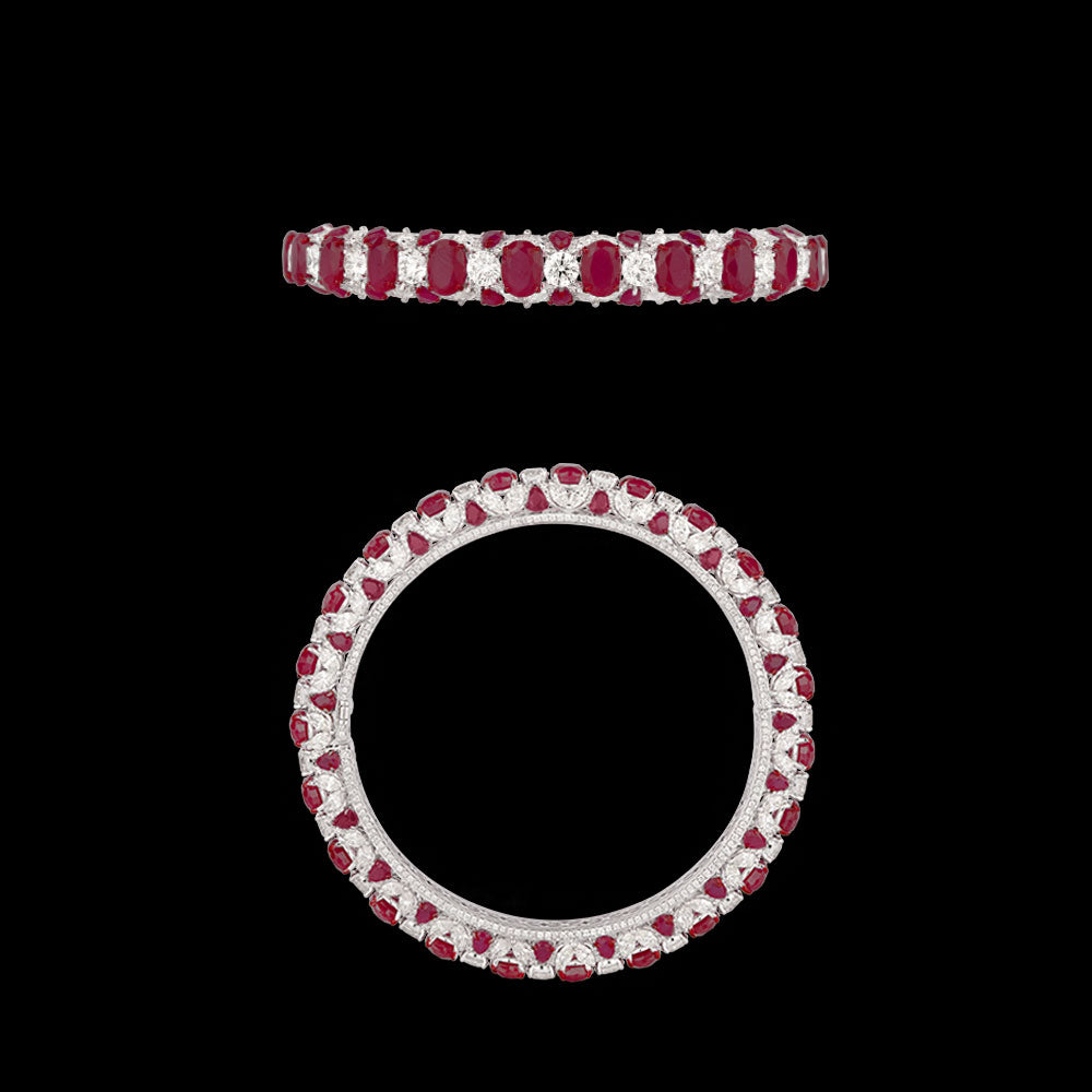 18K White Gold Diamond Bangle - 16.572ct VVS-VS-IJ with Colour Stones