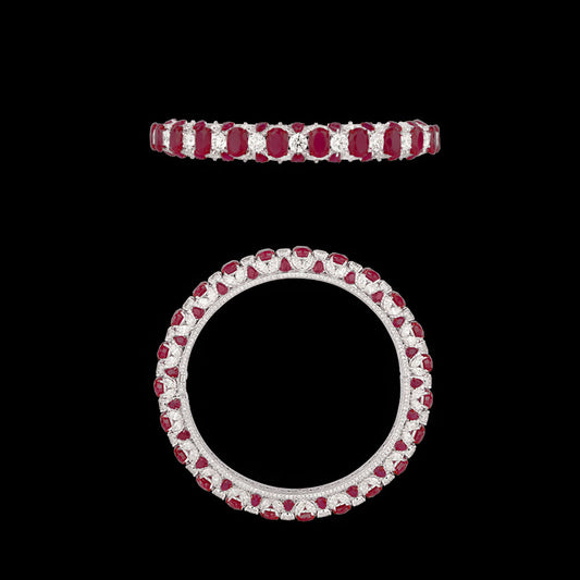 18K White Gold Diamond Bangle - 16.572ct VVS-VS-IJ with Colour Stones