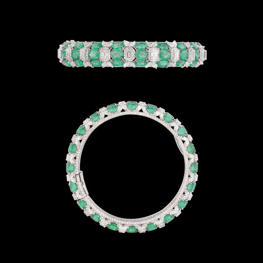 18K White Gold Diamond Bangle - 13.62ct VVS-VS-IJ with Colour Stones