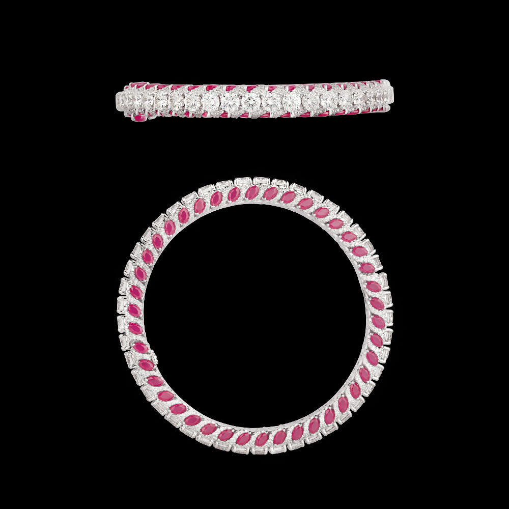 18K White Gold Diamond Bangle - 18.005ct VVS-VS-HI with Colour Stones