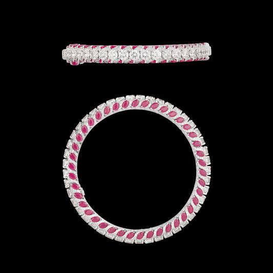 18K White Gold Diamond Bangle - 18.005ct VVS-VS-HI with Colour Stones