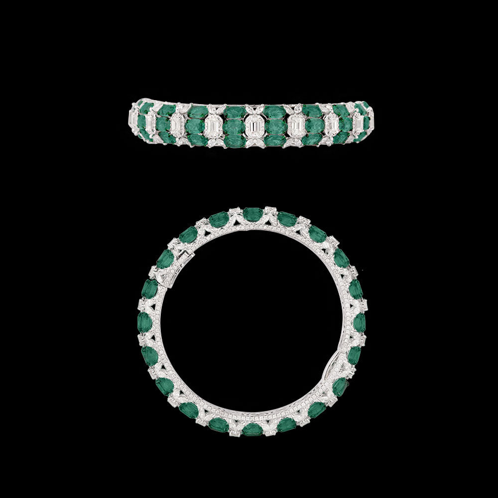 18K White Gold Diamond Bangle - 12.418ct VVS-VS-IJ with Colour Stones