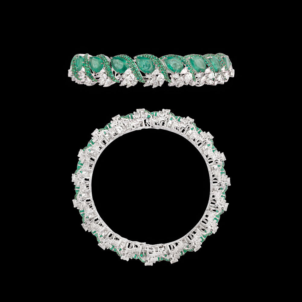 18K White Gold Diamond Bangle - 17.97ct VVS-EF with Colour Stones