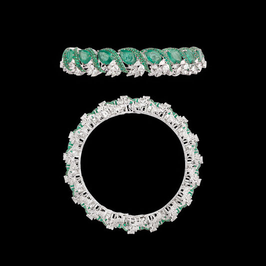 18K White Gold Diamond Bangle - 17.97ct VVS-EF with Colour Stones