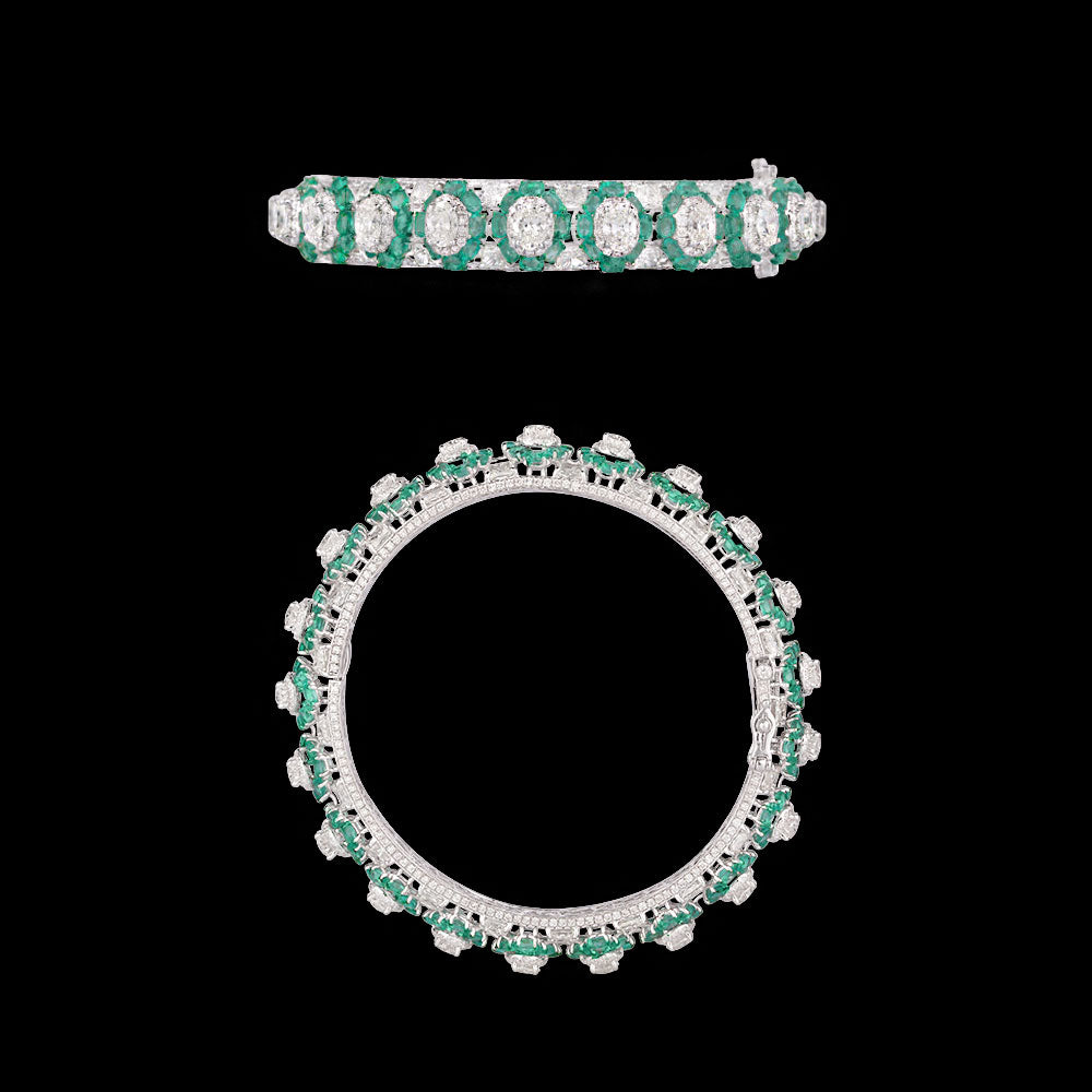 14K White Gold Diamond Bangle - 22.299ct VVS-VS-HI with Colour Stones
