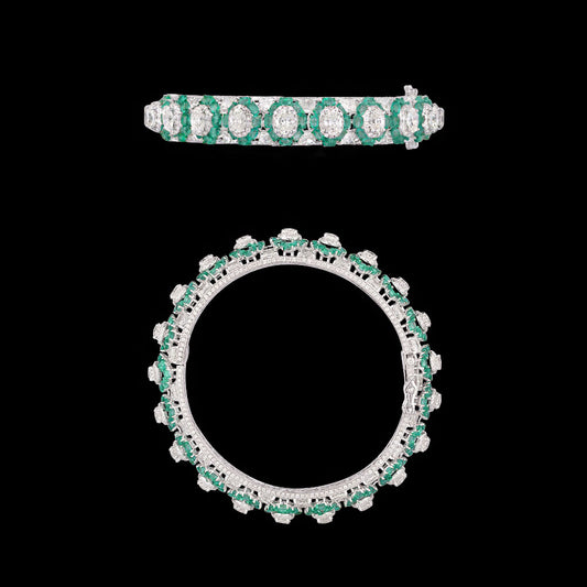 14K White Gold Diamond Bangle - 22.299ct VVS-VS-HI with Colour Stones