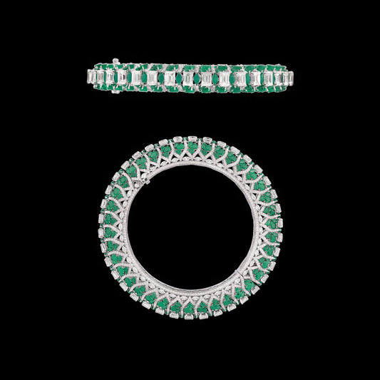 18K White Gold Diamond Bangle - 27.012ct VVS-VS-GH with Colour Stones