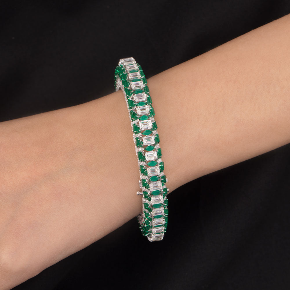 18K White Gold Diamond Bangle - 27.012ct VVS-VS-GH with Colour Stones