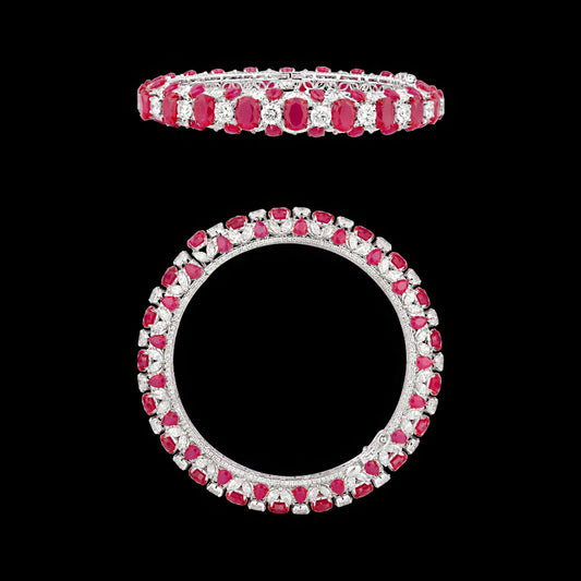 18K White Gold Diamond Bangle - 14.056ct VVS-VS-IJ with Colour Stones