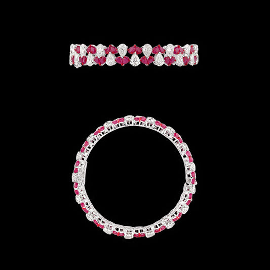 14K White Gold Diamond Bangle - 17.368ct VS-SI-IJ with Colour Stones
