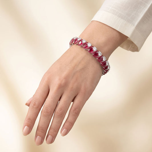 14K White Gold Diamond Bangle - 10.699ct VS-SI-IJ with Colour Stones