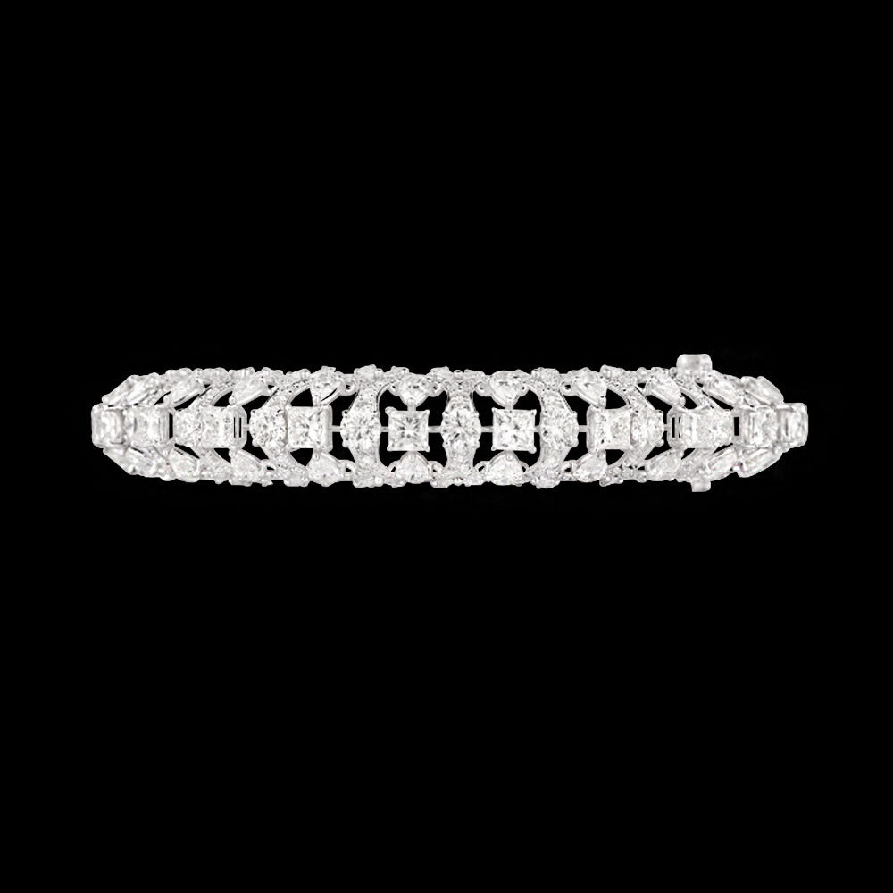 14K White Gold Diamond Bangle - 37.919ct VVS-VS-HI