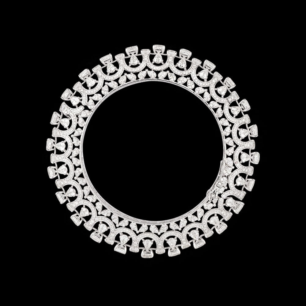 14K White Gold Diamond Bangle - 37.919ct VVS-VS-HI