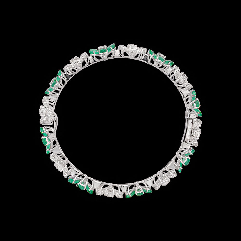 14K White Gold Diamond Bangle - 13.488ct VS-SI-GH with Colour Stones