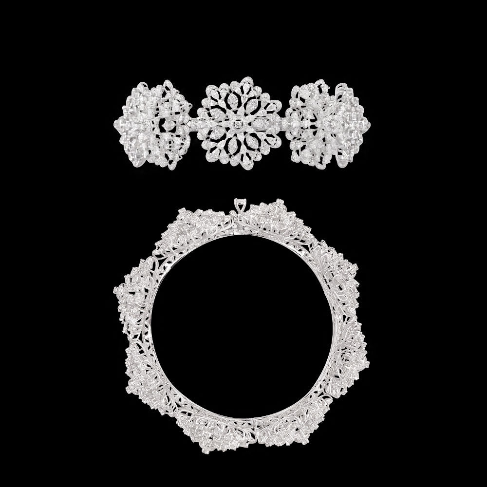14K White Gold Diamond Bangle - 18.23ct VS-SI-FG