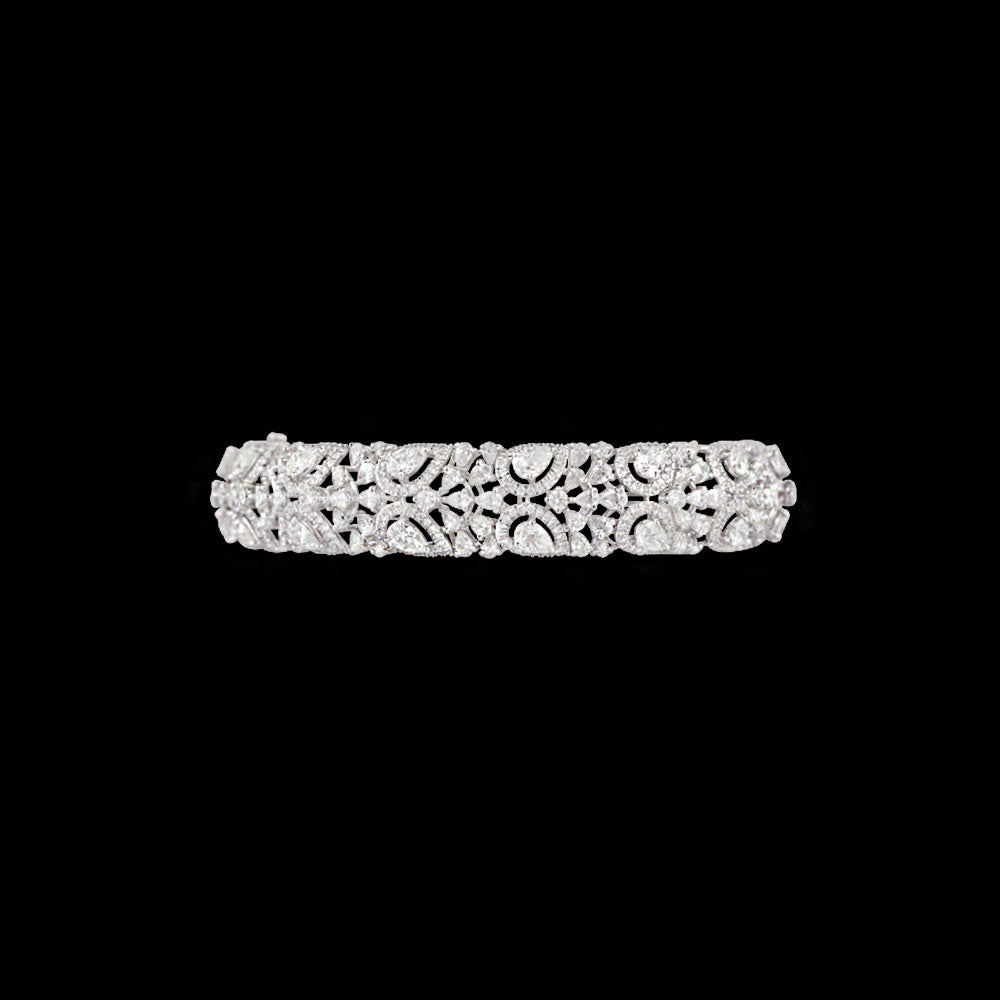 14K White Gold Diamond Bangle - 15.063ct VS-SI-EF
