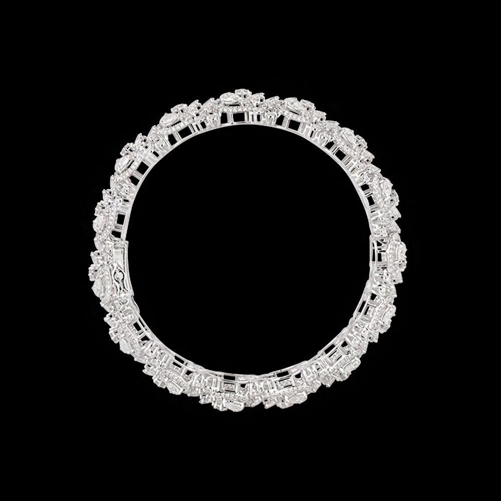 14K White Gold Diamond Bangle - 15.063ct VS-SI-EF