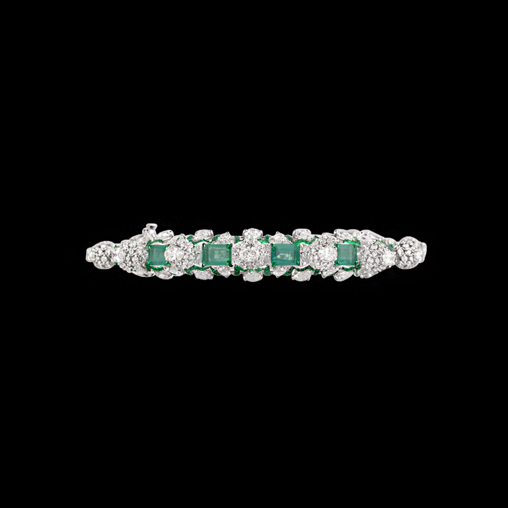 14K White Gold Diamond Bangle - 23.68ct VS-SI-IJ with Colour Stones