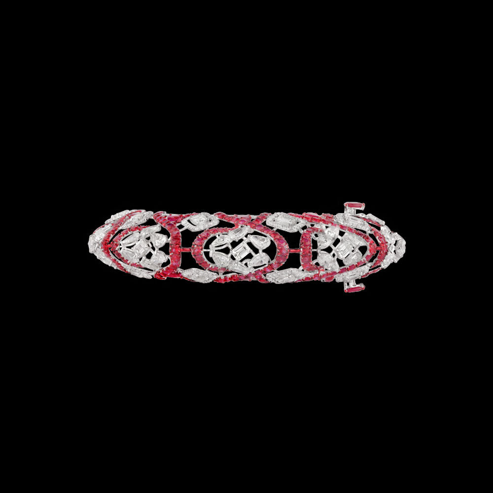 18K White Gold Diamond Bangle - 22.053ct VVS-VS-HI with Colour Stones