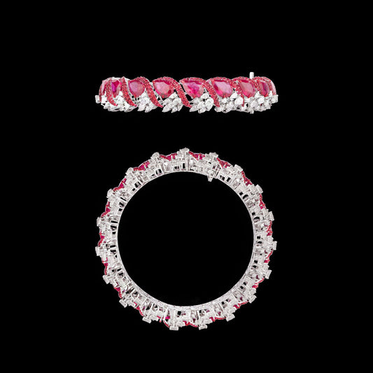 18K White Gold Diamond Bangle - 15.842ct VVS-VS-FG with Colour Stones