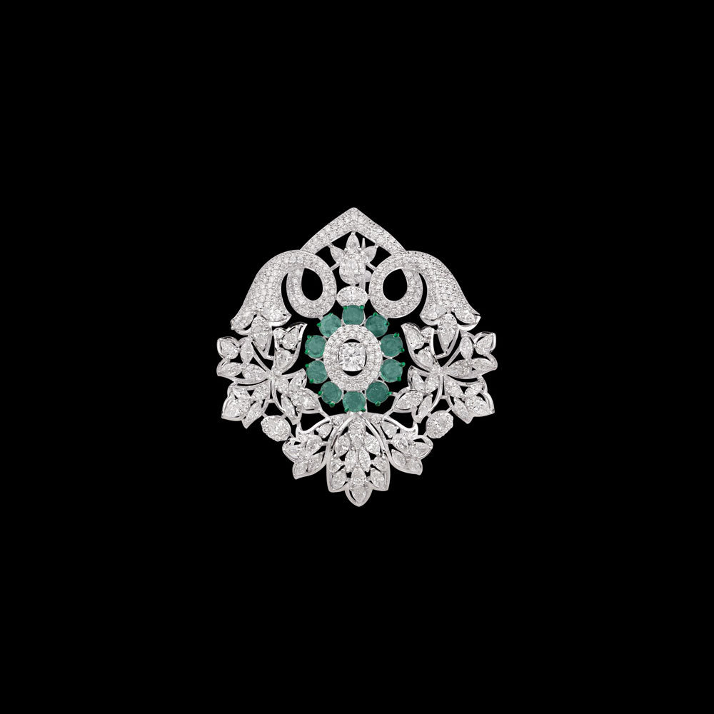 14K White Gold Diamond Jewellery - 6.471ct VS-SI-EF with Colour Stones