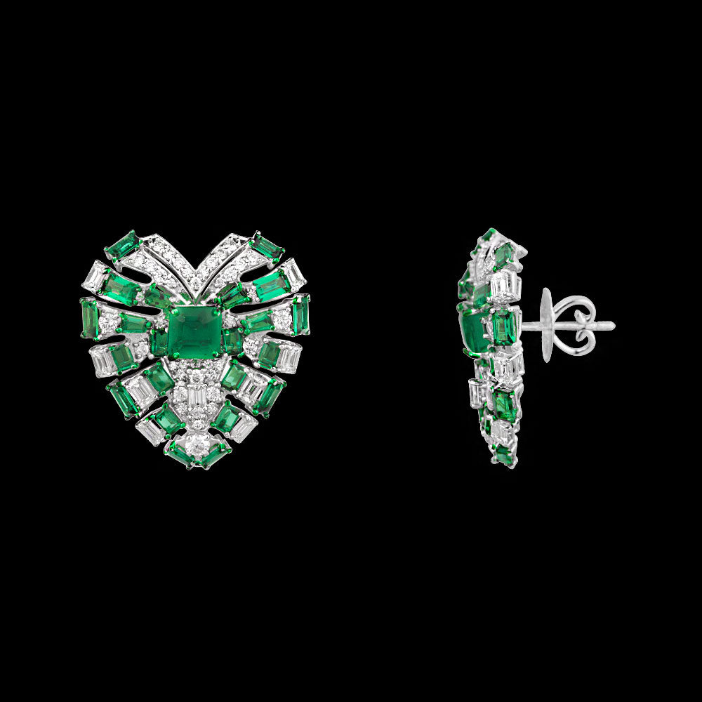 18K White Gold Diamond Earrings - 2.747ct VVS-VS-GH with Colour Stones