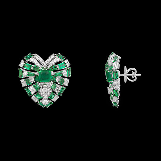 18K White Gold Diamond Earrings - 2.747ct VVS-VS-GH with Colour Stones