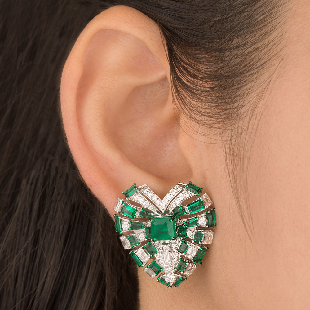 18K White Gold Diamond Earrings - 2.747ct VVS-VS-GH with Colour Stones