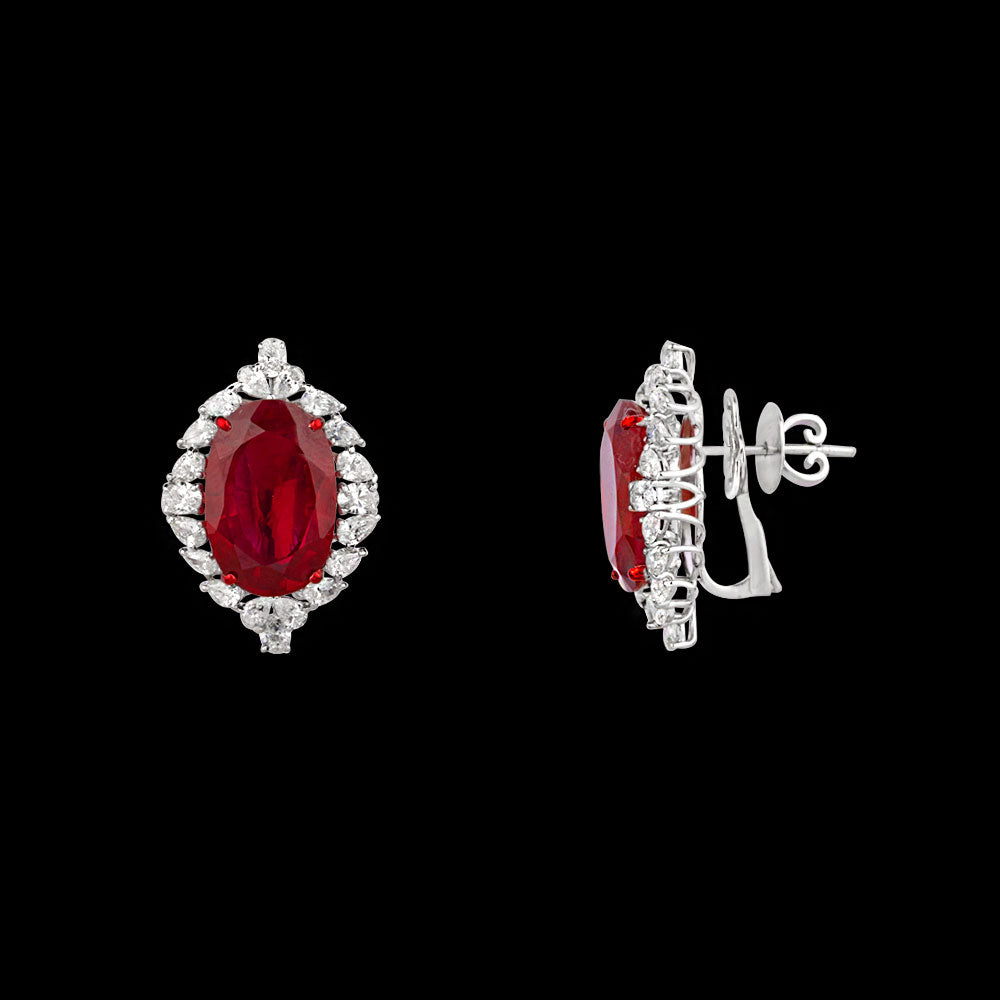 18K White Gold Diamond Earrings - 3.967ct VS-SI-HI with Colour Stones