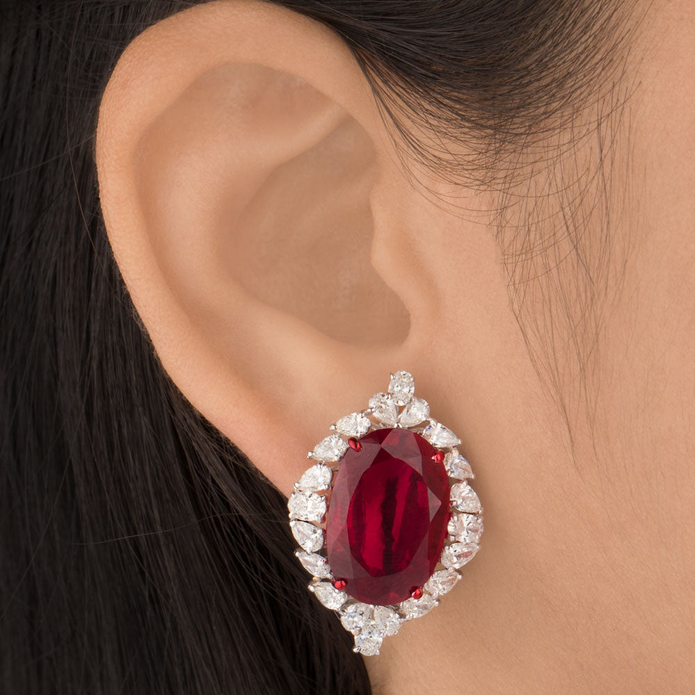 18K White Gold Diamond Earrings - 3.967ct VS-SI-HI with Colour Stones