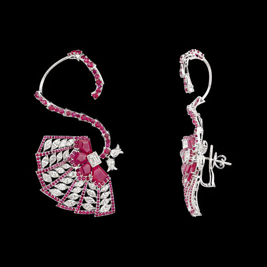 18K White Gold Diamond Earrings - 15.18ct VS-SI-IJ with Colour Stones