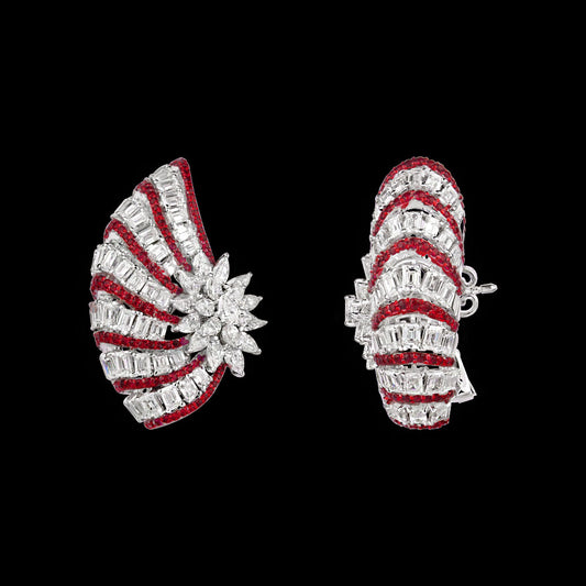 18K White Gold Diamond Earrings - 11.126ct VVS-VS-EF with Colour Stones
