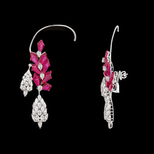 18K White Gold Diamond Earrings - 13.759ct VS-SI-GH with Colour Stones