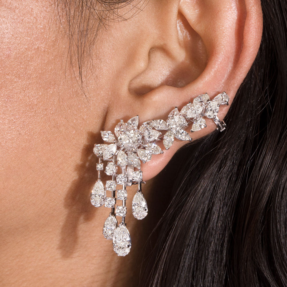 14K White Gold Diamond Earrings - 14.325ct VVS-VS-HI