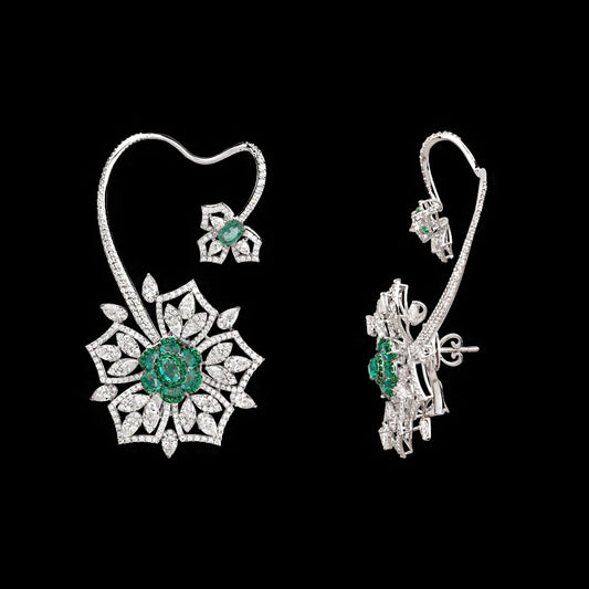 18K White Gold Diamond Earrings - 9.906ct VS-SI-GH with Colour Stones