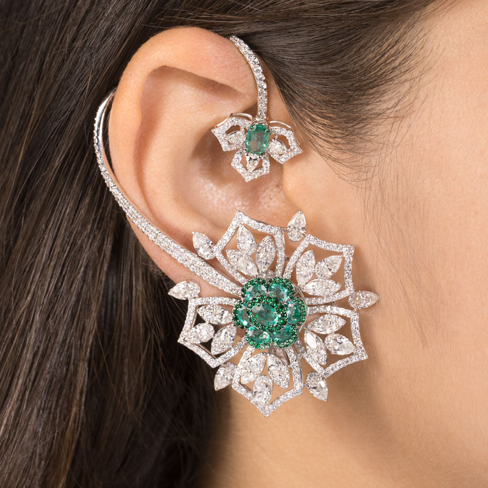 18K White Gold Diamond Earrings - 9.906ct VS-SI-GH with Colour Stones