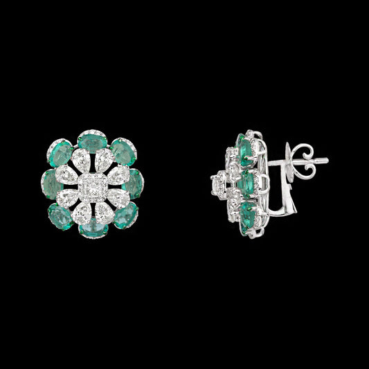 14K White Gold Diamond Earrings - 4.599ct VVS-VS-JK with Colour Stones